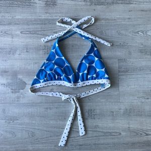 AERO Halter Bikini Top, Blue Polka Dot